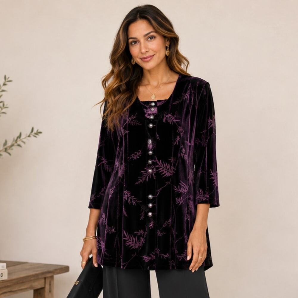 Vintage R&M Richards Glitter Velvet Jacket Women's Size 16 Deep Purple Holidays